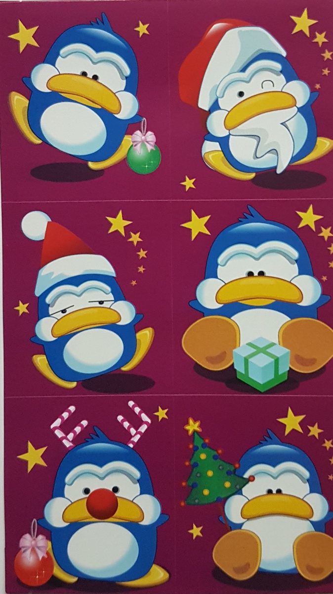 Наклейка новогодняя "Пингвины"