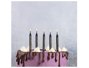 Свечи для торта с подставками С ДР черн/золот 8 см 6 шт