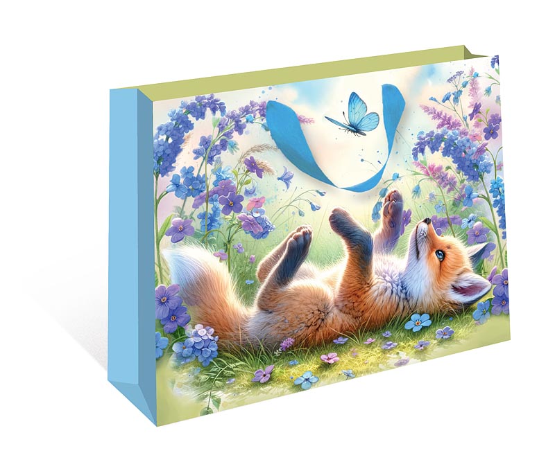 Пакет подарочный СТАНДАРТ ПЛЮС "Лисёнок в цветах" (ААА)