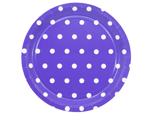 Тарелка бумажная "Горошек фиолетовая" 23 см 6 шт