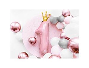 Шар фольгированный ПД ЦИФРА 1 35,5" с короной Light Pink