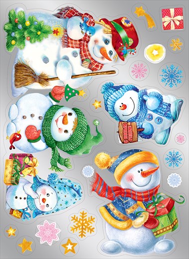Набор новогодних наклеек "Озорные снеговики"