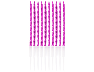Свечи для торта ЯРКО-РОЗОВЫЕ с подставками 10 см 10 шт