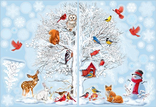 Набор цветных новогодних наклеек "Там, в зачарованном лесу"