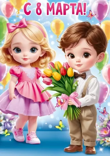 Плакат "С 8 Марта! Дети" Формат А3