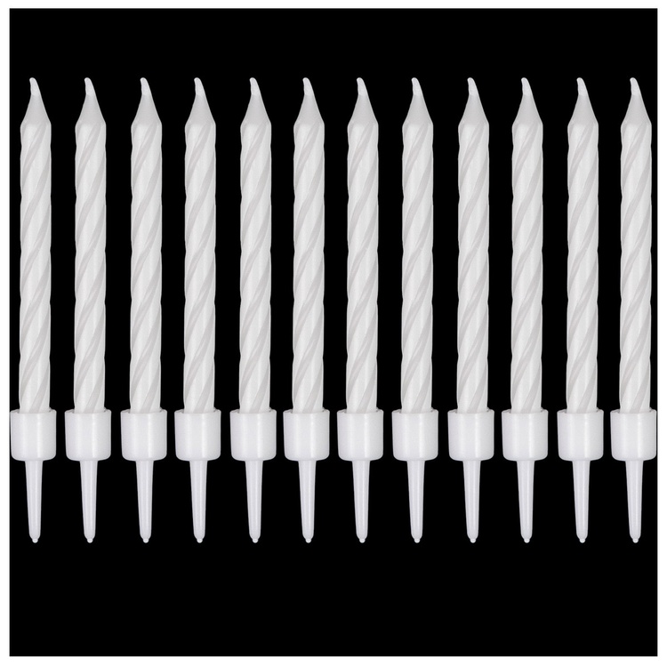 Свечи для торта с подставками Спирали БЕЛЫЕ 6 см 12 шт