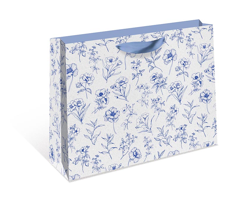 Пакет подарочный СТАНДАРТ ПЛЮС "Синие цветы" (ААА)