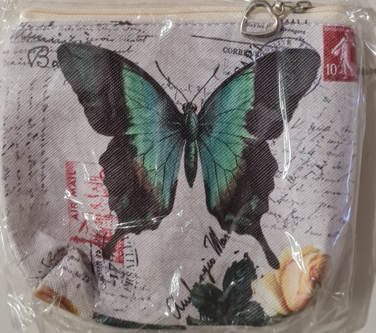 Кошелёк на молнии "Зеленая бабочка"