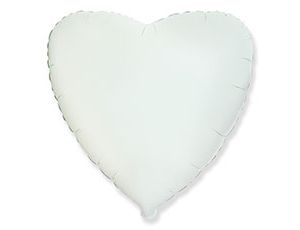 Шар Ф Б/РИС 18" СЕРДЦЕ Пастель White (УПАКОВКА)