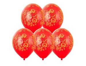 Шар латексный 14" Шелкография пастель Золотые Узоры