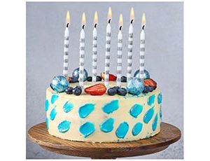 Свечи для торта Полосы серебро 12 см 12 шт