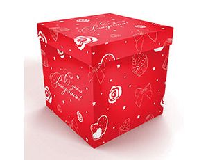 Коробка для надутых шаров с рисунком "С ДР" КРАСНАЯ (60 см)