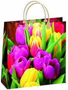 Пакет пластиковый подарочный "Букет тюльпанов" (МАЛЫЙ)