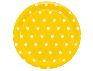 Тарелка бумажная "Горошек жёлтая" 23 см 6 шт