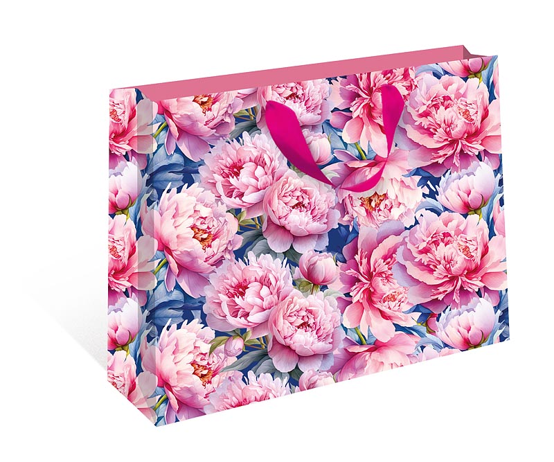 Пакет подарочный СТАНДАРТ ПЛЮС "Розовые пионы" (ААА+)