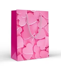Пакет подарочный матовая ламинация "Розовые сердечки" (MS)