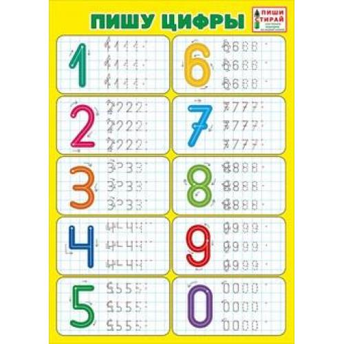 Мини-плакат "Пишу цифры" (Пиши стирай) Формат А4