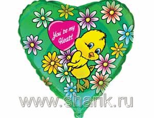 Шар Ф 18" Цыплёнок в цветочках Шар Ф 18" Цыплёнок в цветочках