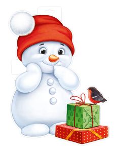 Плакат вырубной двусторонний "Снеговик с подарками" Формат А3