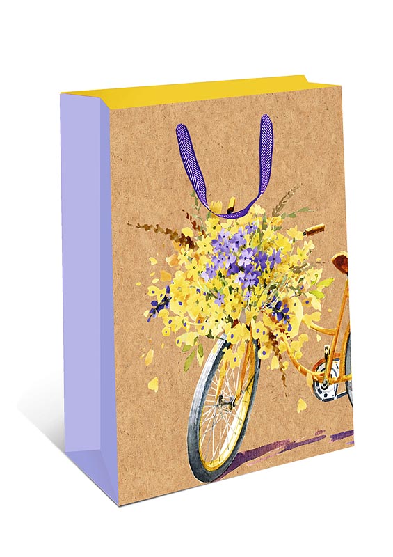 Пакет подарочный КРАФТ "Велосипед с цветами" (ВС)