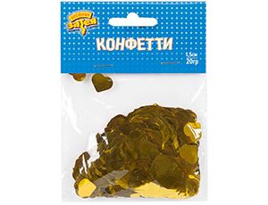 Конфетти Сердца фольгированные золото 1,5 см 20 гр