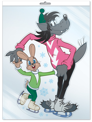 Плакат вырубной "Волк и заяц на катке" Формат А3