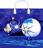 Пакет полипропиленовый новогодний с пластмассовыми ручками "Ёлочные шары" (380х340)