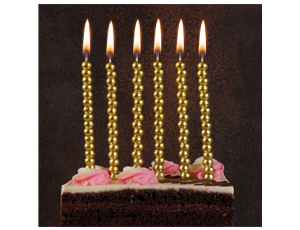 Свечи для торта с подставками Пузыри золото 12 см 6 шт