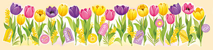 Плакат-полоска вырубной "Тюльпаны с пожеланиями"