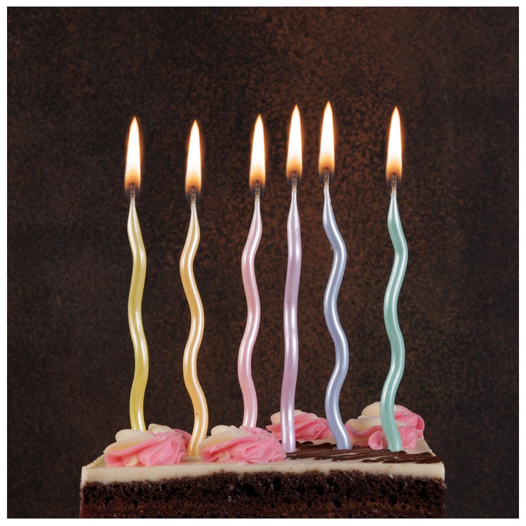 Свечи для торта с подставками Волна Пастель перламутр 12 см 6 шт