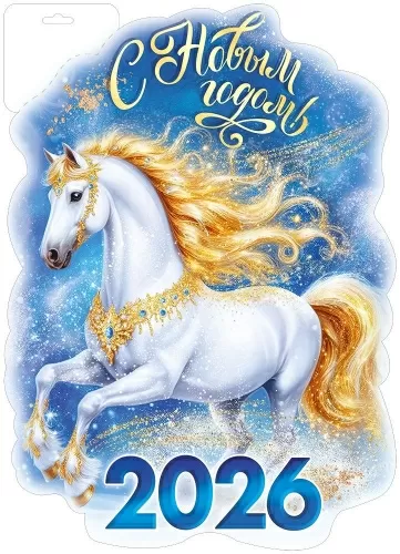 Плакат вырубной двусторонний "С Новым годом! 2026" Формат А3
