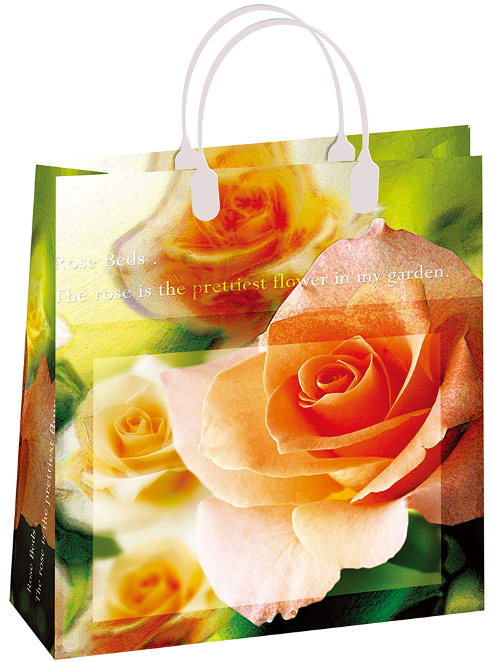 Пакет пластиковый подарочный "Оранжевые розы" (МАЛЫЙ)