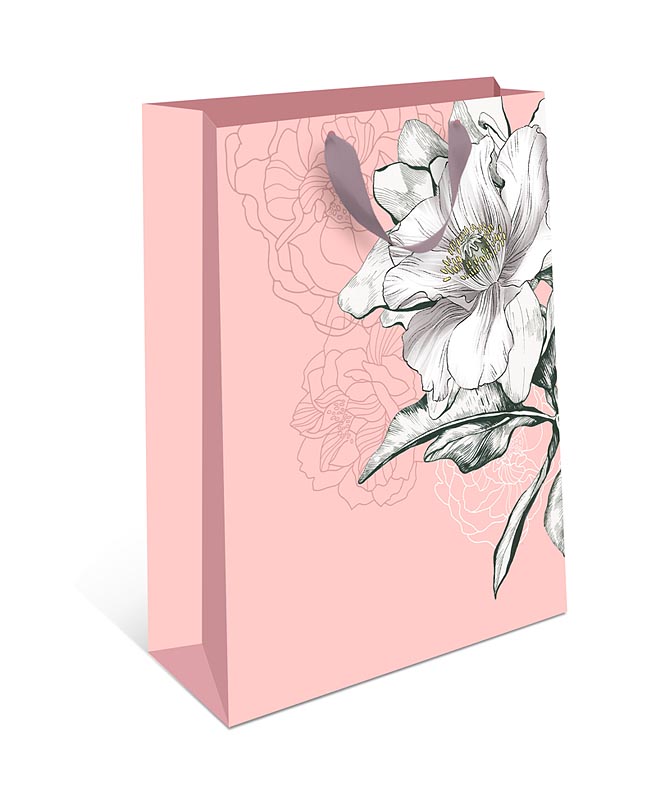Пакет подарочный СТАНДАРТ ПЛЮС "Цветок на розовом" (АВ)