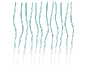 Свечи для торта с подставками Волна БИРЮЗОВЫЕ 13 см 12 шт