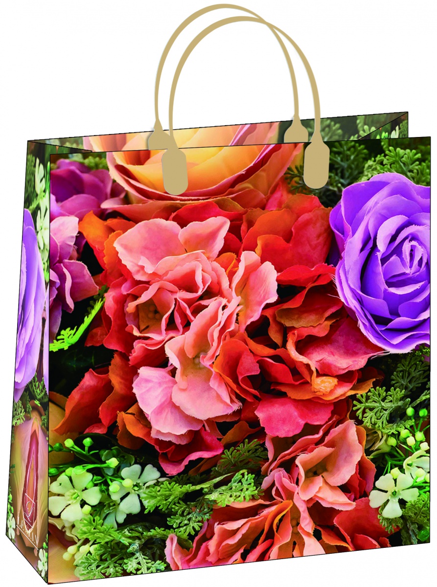 Пакет пластиковый подарочный "Яркие цветы" (МАЛЫЙ)
