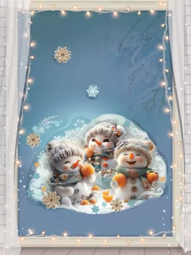 Наклейка оформительская "Снеговики"