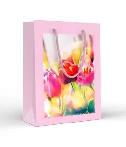 Пакет подарочный с матовой ламинацией "Три тюльпаны" (MS)