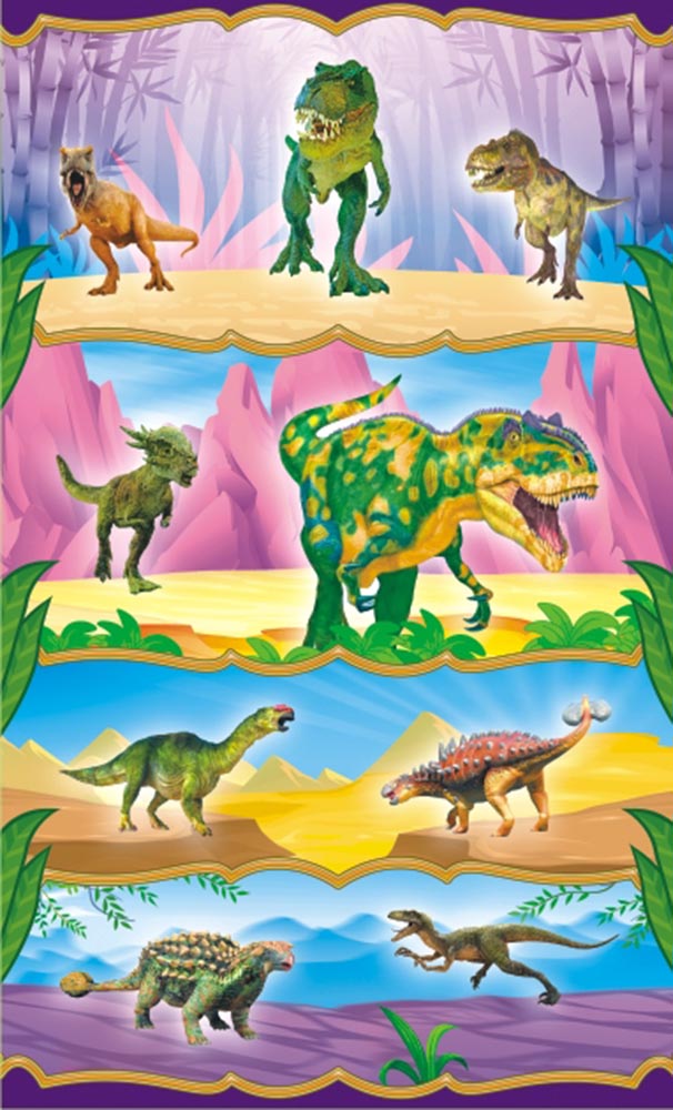 Наклейка с глиттером "Динозавры" Формат А6