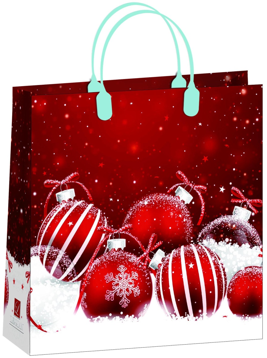 Пакет пластиковый новогодний "Красные шары" (СРЕДНИЙ)