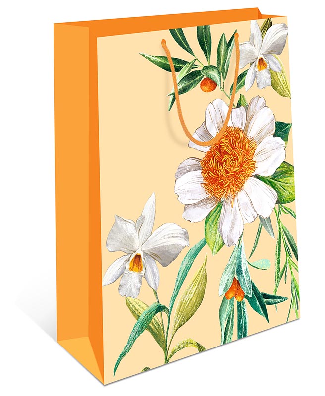 Пакет подарочный "Белые цветы" (ВС)
