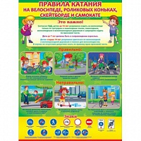Плакат "Правила катания на велосипеде, роликовых коньках, скейтборде и самокате" Формат А2