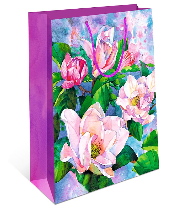 Пакет подарочный "Розовые цветы" (АВ)