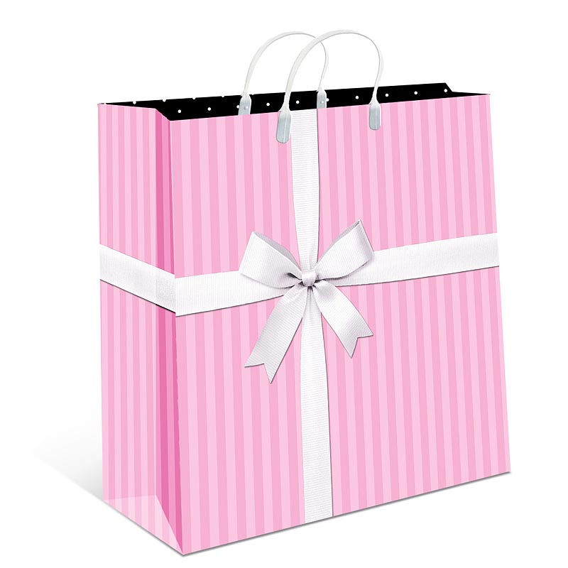 Пакет пластиковый подарочный "Бант на розовом" (СРЕДНИЙ)