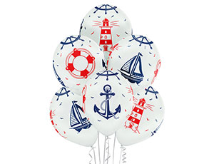 Шар латексный 14" Пастель  Шелкография "Морская"