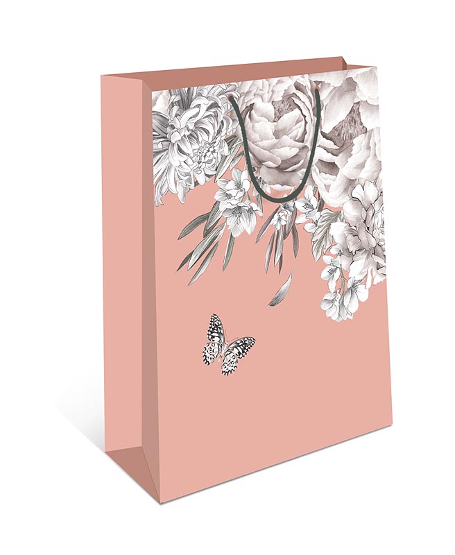 Пакет подарочный "Цветы и бабочка" (АВ)