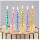 Свечи для торта с подставками Локоны Пастель перламутр 10 см 6 шт