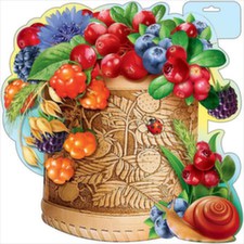 Плакат вырубной  "Туесок с ягодами" Формат А3