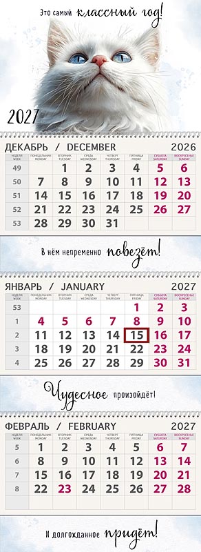 Календарь квартальный трехблочный "Это самый классный год!" (Арт и Дизайн)