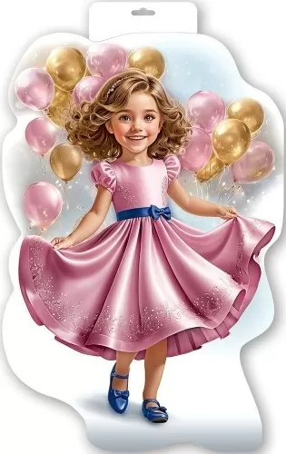 Плакатвырубной двусторонний "Девочка с шариками" Формат А3