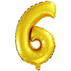 Шар фольгированный Цифра "6"  "Золото" (16")